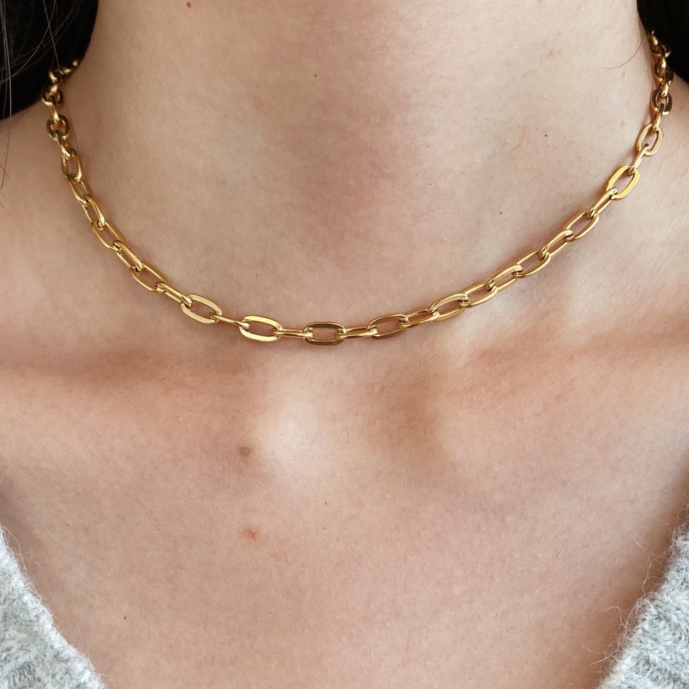 Gold Filled Rectangle Chain Layering Necklace